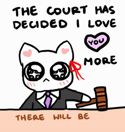 Cat Holding Gavel Saying The Court Has Decided I Love You GIF