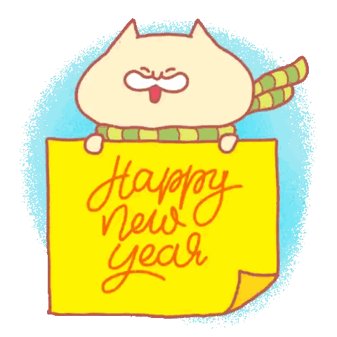 Cat Holding Happy New Year Note Sticker