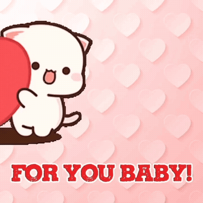 Cat Holding Heart Saying For You Baby GIF