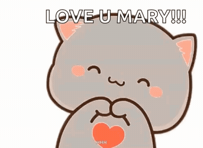 Cat Holding Heart Saying Love U Mary GIF