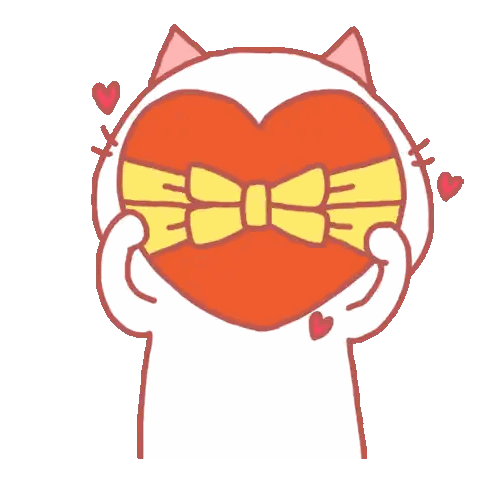 Cat Holding Heart With Bow Sticker