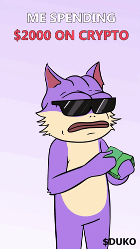 Cat Holding Money Saying Me Spending $2000 On Crypto GIF