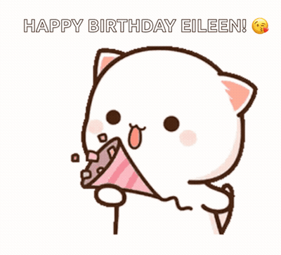 Cat Holding Party Hat Happy Birthday Eileen GIF