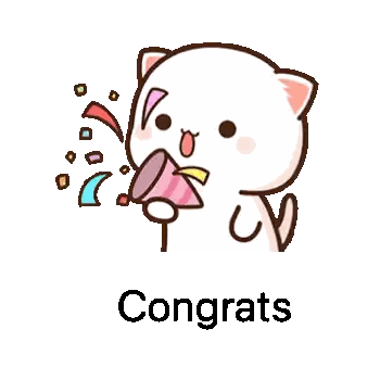 Cat Holding Party Horn Congrats Sticker