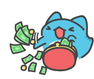 Cat Holding Purse With Falling Money Sticker