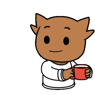 Cat Holding Red Coffee Cup Sticker