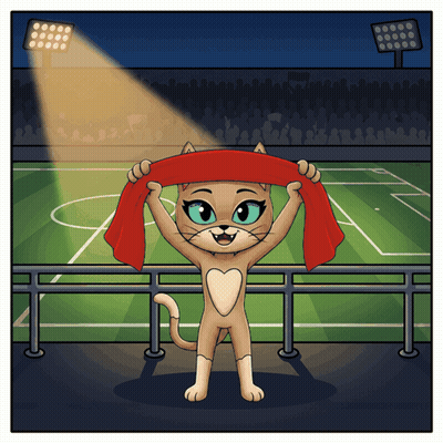 Cat Holding Red Scarf In Stadium GIF
