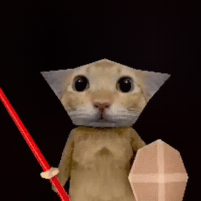 Cat Holding Red Sword And Shield GIF