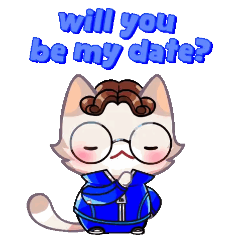 Cat Holding Rose Asking Will You Be My Date Sticker