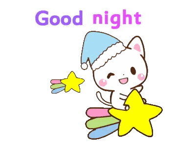 Cat Holding Star Good Night Sticker