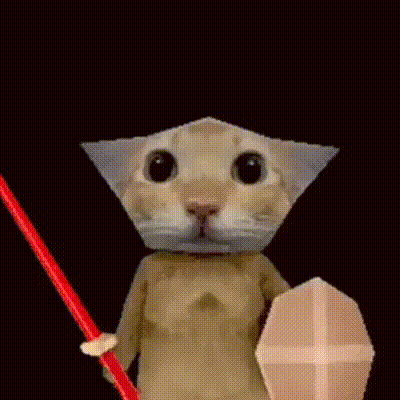 Cat Holding Sword And Shield GIF