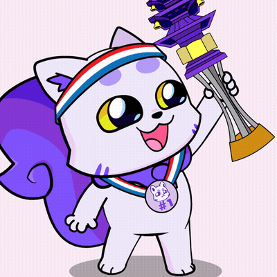 Cat Holding Trophy With Number 1 GIF