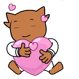 Cat Hugging Pink Heart Sticker