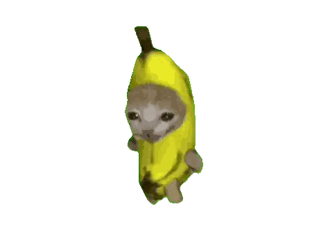 Cat In Banana Costume Walking Sticker
