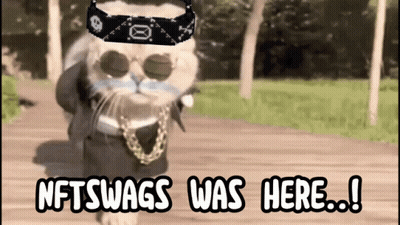 Cat In Bandana And Sunglasses Says NFTswags Was Here GIF