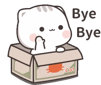Cat In Box With Bye Bye Text Sticker