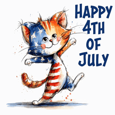 Cat In Captain America Costume Happy 4Th Of July GIF
