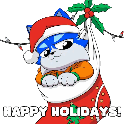 Cat In Christmas Stocking Saying Happy Holidays Sticker