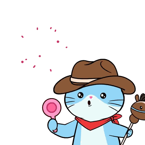 Cat In Cowboy Hat Holding Magnifying Glass Sticker