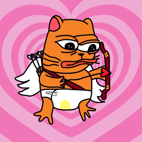 Cat In Diaper Holding Bow And Arrow GIF
