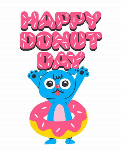 Cat In Donut Saying Happy Donut Day GIF