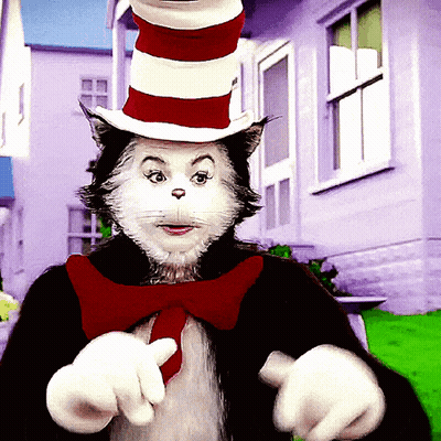 Cat In Hat And Bow Tie Pointing GIF