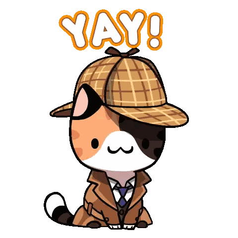 Cat In Hat And Suit Saying Yay Sticker
