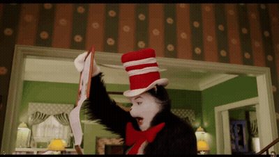 Cat In Hat Holding Paper GIF