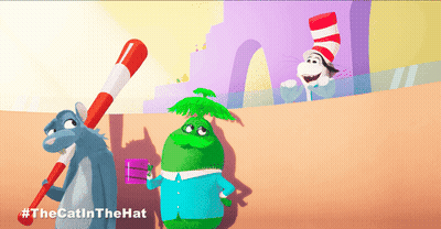 Cat In Hat With Bat, Green Monster Cup GIF