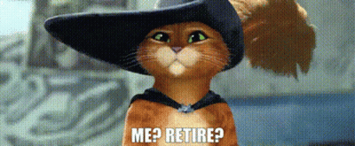 Cat In Hat With Feathered Tail Asking If I'm Retiring GIF