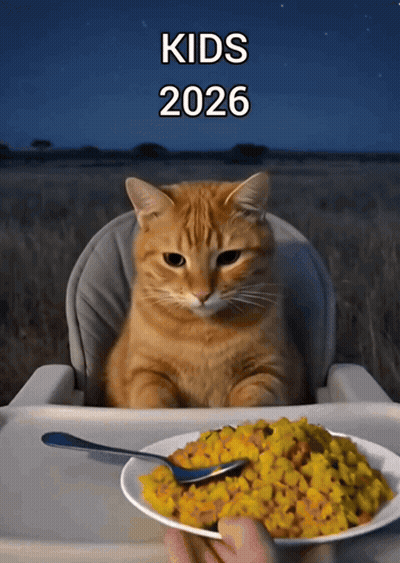 Cat in High Chair Looking at Food Kids 2026