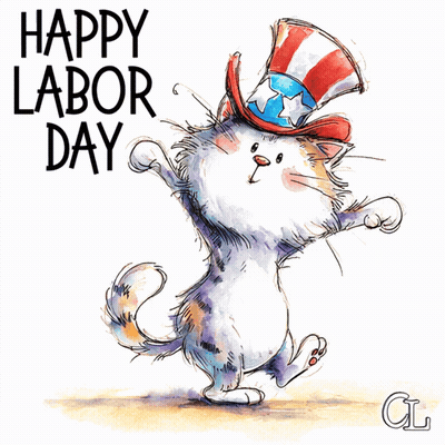 Cat In Patriotic Hat Happy Labor Day GIF