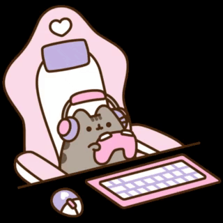 Cat In Pink Chair Playing Video Game With Headphones GIF