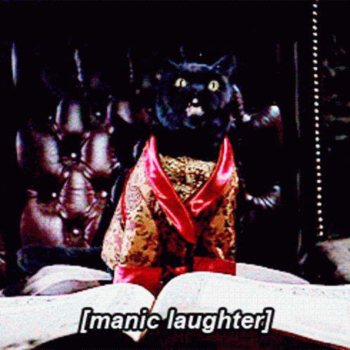Cat In Robe With Manic Laughter GIF