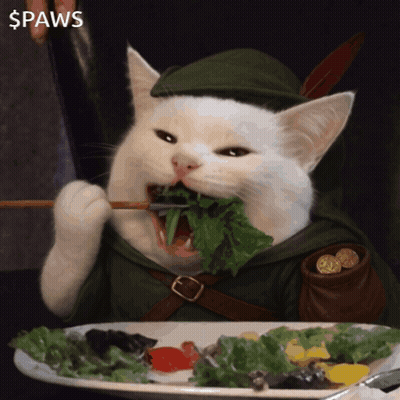 Cat In Robin Hood Costume Eating Lettuce GIF