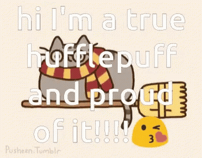 Cat In Scarf Saying Hi I'm A True Hufflepuff GIF