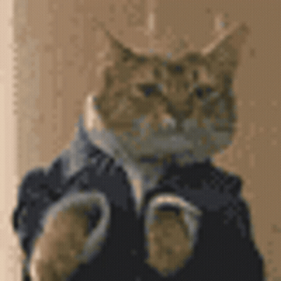 Cat In Suit And Tie Standing Next To Wall GIF