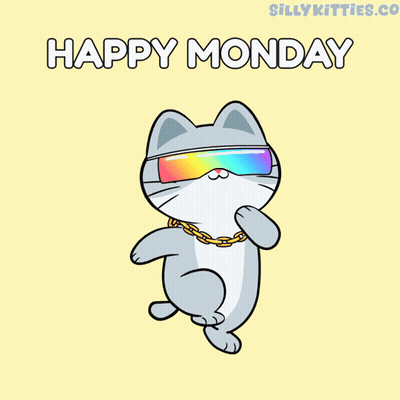Cat In Sunglasses And Gold Chain Says Happy Monday GIF