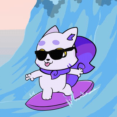 Cat In Sunglasses Riding A Wave GIF