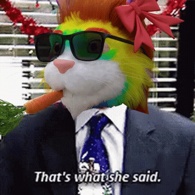 Cat In Sunglasses With Bow And Carrot Saying That's What She Said GIF