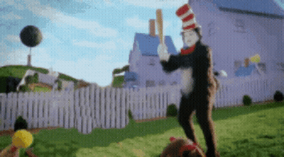 Cat In The Hat Holding Bat GIF