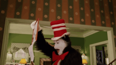 Cat In The Hat Holding Paper GIF