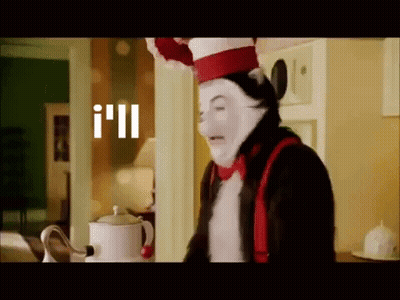 Cat In The Hat In Kitchen With Teapot GIF