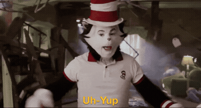 Cat In The Hat Saying Uh-Yup In White Polo Shirt GIF