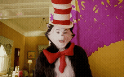 Cat In The Hat With Red And White Tie GIF