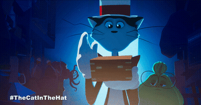 Cat In Top Hat Holding Box With #Thecatinthehat GIF