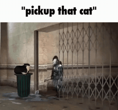 Cat In Trash Can Saying Pickup That Cat GIF