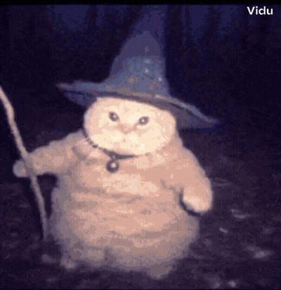 Cat In Witch Hat Holding Wand GIF
