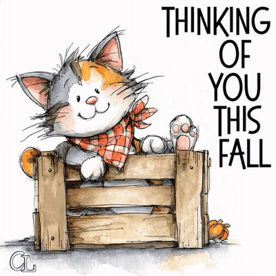 Cat In Wooden Crate Thinking Of You This Fall GIF