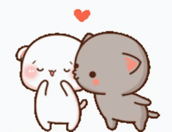 Cat Kiss Blushing Peach Goma GIF